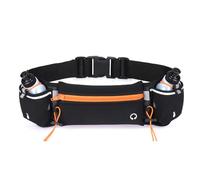 WYEWYE Running Belt with Water Bottle (2 x 175ML), Nylon Webbing Running Belt, Reflective Non-Slip Adjustable Sports Waist Pouch for Marathon Running Hiking Cycling, Orange