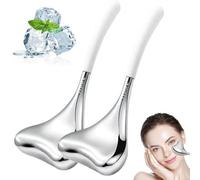 WYFCR 2PCS Unbreakable Stainless Steel Ice Globes for Facials, Stainless Steel Face Beauty Cryo Sticks for Girls Ladies, Targets Dark Circles, Cooling Spa Globes Cold Roller (White)