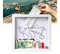 WYFCR Adventure Archive box with Slot,Meaning piggy bank, Souvenirs, storing coins and banknotes, Theatre Movie Concert Ticket Memory Frame Boxes for Keepsakesfor Tabletop and Wall Hanging(29 * 29cm)