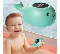 WYFCR Baby Bath Thermometer, LED screen, Waterproof, Long lasting Bath Thermometer, Cute whale shape, Temperature Warning Time Display Cute Cartoon Baby Bathtub Thermometer for Kids(blue)