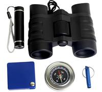 WYFCR Binoculars for Kids, adventure Kid Outdoor Exploration Kit, Set with Magnifying Glass Compass whistle and Flashlight, Birthday Gifts Outdoor Toy for Kid Ages 3-8 Toddler Camping