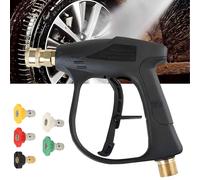 WYFCR High Pressure Washer Gun, with 5 Water Nozzle Tip, M22 14MM Fitting Hose Connector, 1/4" Connector Pressure Washer Accessories,Stubby Gun, for Karcher, or Car Washing and Patio Cleaning