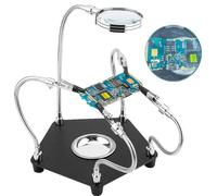 WYFCR Magnetic Helping Hands with 3X Magnifying Lamp, Anti slip base and acrylic lenses, Flexible metal arm with 360 degree rotation, Auxiliary Welding Work Clip, Base for Repair/Resoldering/Hobby