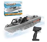 WYFTOY 1/12 Scale 2.4Ghz RC Racing Boat, Outdoor Adventure Electric Boat with 8KM/H High Speed, 50m Remote Control, Waterproof and Anti-Collision (RTR Version/Grey)