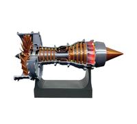 WYFTOY TR900 Simulated Functional,Turbofan Aircraft Engine Model Kit with Red LED Light (Battery Version/50+PCS/Brass Color), DIY Desktop Ornament