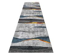 WYFZT Corridor Carpet, Runner Rug for Hallway Passage Entrance, Extra Long Carpets for Hall Kitchen Staircase Aisle Entryway Rugs Non-Slip Washable Durable, Gray Blue Gold (Size : 80×250cm)