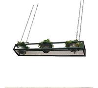 WYFZT Hanging Cube Floating Shelves Ceiling Flower Stand Personality Bar Plant Shelves Iron Art Wall Storage Display Rack Wall Shelf Suspended for Indoor, Black (Size : 100×25×15cm)