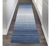 WYFZT Long Runner Rug Blue Carpet Runners Rug Large Hallway Rug Runner Narrow Area Rugs Floor Mat Washable Modern Contemporary Geometric, 60×150cm 60×250cm 80×300cm (Size : 60x500cm/2ftx16.4ft)