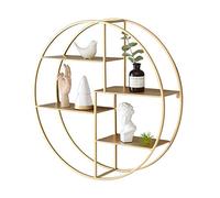 WYFZT Round Floating Shelf Modern Metal Hanging Geometric Wall Shelves, Cube Wall Shelf Unit Perfect for Home Décor, Trophy Display, Photo Frames, and More, Gold (Size : 50×14×50cm)