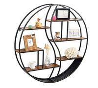 WYFZT Wall Mounted Floating Shelves, Wood and Metal, Display Ledge, Wall Shelf Storage Rack for Living Room Kitchen Farmhouse Office | Modern Rustic Wall Holder. Round 80CM (Size : 80×12.5×80cm)