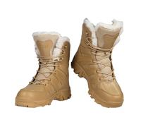 Wygwlg Men Military Tactical Boot, Mens Winter Warm Fur Lined Lace up High Top Combat Boots, Leather Waterproof Desert Combat Boots, for Camping, Hiking, Jungle Combat(Brown,9.5 UK)