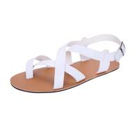 Wygwlg Mens Open Toe Cross Straps Bunion Sandals | With Adjustable Metal Buckle Strap,Non-slip Foot Big Toe Correction Flat Slippers