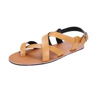Wygwlg Mens Open Toe Cross Straps Bunion Sandals | With Adjustable Metal Buckle Strap,Non-slip Foot Big Toe Correction Flat Slippers