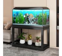 WYHBXD Fish Tank Stand,2-tier Rack Shelf Heavy Duty Metal Frame Aquarium,Reptile Terrarium for Long,Breeder(Black,90x45x70cm/35x18x27.5")