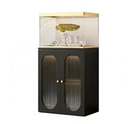 WYHBXD Fish Tank Stand, Heavy Duty Aquarium with Cabinets for, Thickened Tabletop and Glass Door, Reptile Terrarium, 880 LBS Capacity(Black,60x45x75cm/24x18x30)