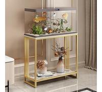 WYHBXD Fish Tank Stand with Shelf, 2 Tier Metal Aquarium, Breeder Turtle Reptile Terrariums Rack for Home Office(Gold,60x40x70cm/24x16x27.5")