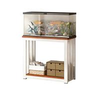 WYHBXD Modern Aquarium Stand with Open Storage Shelf, Black/White Metal Frame with Wooden Top, Heavy Duty Fish Tank for 10-29 Gallon Tanks, Easy Assembly(White A,120x50x70cm/47x20x28)