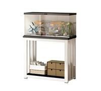 WYHBXD Modern Aquarium Stand with Open Storage Shelf, Black/White Metal Frame with Wooden Top, Heavy Duty Fish Tank for 10-29 Gallon Tanks, Easy Assembly(White B,65x40x70cm/26x16x28)