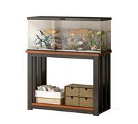 WYHBXD Modern Aquarium Stand with Open Storage Shelf, Black/White Metal Frame with Wooden Top, Heavy Duty Fish Tank for 10-29 Gallon Tanks, Easy Assembly(Black A,120x45x70cm/47x18x28)
