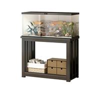 WYHBXD Modern Aquarium Stand with Open Storage Shelf, Black/White Metal Frame with Wooden Top, Heavy Duty Fish Tank for 10-29 Gallon Tanks, Easy Assembly(Black B,65x45x70cm/26x18x28)