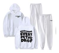 WYHMCNHM Jessica Baio Watching every petal drop Merch Hoodie and SWEATPANTS set pop print Unisex Casual Street Clothing (white white,L)