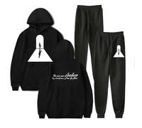 WYHMCNHM Livingston Shadow Lyric Merch Hoodie and SWEATPANTS set pop print Unisex Casual Street Clothing (Black Black,L)