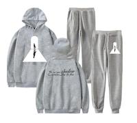 WYHMCNHM Livingston Shadow Lyric Merch Hoodie and SWEATPANTS set pop print Unisex Casual Street Clothing (Grey Grey,S)