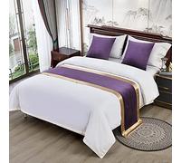 WYHQL Bed Runner Bed flag Scarf Bedspread Bedding Protection Decoration for Bedroom Hotel,Two-Color, velvet and satin trim (Color : Purple, Size : 50x240cm (for 1.8m bed))