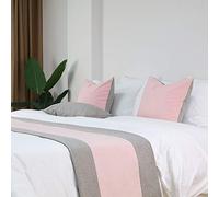 WYHQL Double Color Patchwork Bed Runner Bed flag Hotel Luxurious Bedding Bedroom Decorative Scarf Cushion Covers (Color : Pink, Size : 48x260cm(for 2m bed))