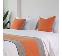 WYHQL Double Color Patchwork Bed Runner Bed flag Hotel Luxurious Bedding Bedroom Decorative Scarf Cushion Covers (Color : Orange, Size : 48x180cm (for 1.2m bed))