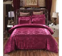 WYHQL Duvet Cover - 100% Microfibre Luxury Satin Jacquard Bedding Set - Duvet Cover+2 Pillowcases (3 piece) (Color : Red, Size : 200X200cm)