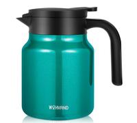 WYHVAND 1L Thermal Coffee Jug, Double Walled Stainless Steel Vacuum Insulated Coffee Carafe/Flask, Leakproof Lid, for Tea & Hot/Cold Drinks, Agave Teal