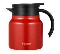 WYHVAND 800ml Thermal Coffee Jug, Double Walled Stainless Steel Vacuum Insulated Coffee Carafe/Flask, Leakproof Lid, for Tea & Hot/Cold Drinks, Red