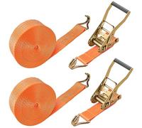 WYIPOLZI 2-Pack 2.5cm x 6m Heavy Duty Ratchet Tie Down Straps with J-Hooks, 1000kg Breaking Strength, Polyester Webbing for Truck, Motorcycle, Car Roof Rack, Lawn Equipment, Moving, Orange