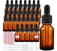 WYIPOLZI 30 Pcs 15ml Amber Glass Dropper Bottles with Pipettes, Dropping Bottles Glass Bottle for Essential Oils Perfumes Aromatherapy Chemistry Lab Chemicals