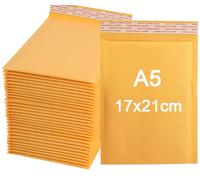 WYIPOLZI A5 Kraft Bubble Mailers 170x210mm (7x9 Inches) 50Pcs Self Seal Padded Envelopes Bubble Bags for Shipping, Packaging, Mailing, Postal, Ecommerce, Courier