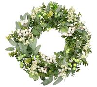WYIPOLZI Eucalyptus Wreaths for Front Door, Artificial Eucalyptus Garland, Spring Summer Green Wreath, Lifelike Artificial Wreath Door Decoration for Indoor and Outdoor