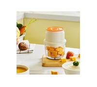 WYJRO Electric Glass Food Chopper, Food Processor, 300ML Mini Garlic Chopper with 4 Sharp Blades, for Chili, Ginger, Vegetable, Fruit, Meat (Off White)