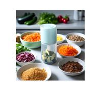 WYJRO Food Processor, Electric Food Chopper, Mini Cordless Meat Grinder with 3 Blades 500Ml Bowl, for Meat, Vegetables, Fruits, Salad, Onion, Baby Food,[B] cyan