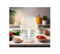 WYJRO Food Processor, Meat Grinder with Glass Bowl, Electric Food Chopper, 350ML, Vegetables Chopper with 6 Stainless Steel Blades, for Kitchen, Restaurant, Camping,White