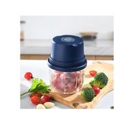 WYJRO Food Processor, Meat Grinder with Glass Bowl, Electric Food Chopper, 350ML, Vegetables Chopper with 6 Stainless Steel Blades, for Kitchen, Restaurant, Camping,Blue