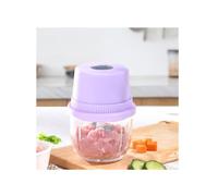 WYJRO Glass Food Processor with 6 Blades & 2 Bowls, Electric Meat Grinder, Rechargeable Mixer, for Ginger, Onion, Chili, Fruit, Vegetable and Meat (Purple)