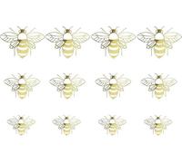 Wyjuan 12 Pcs Gold Bee Wall Decals Honey Bee Wall Stickers Honey Bee Decals,Removable DIY Bee Decoration Decals,Honeycomb Wall Decals for Bedroom Wall Living Room Nursery Playroom Decorations