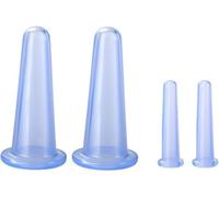 Wyjuan 4 Pieces 2 Small + 2 Large Blue Facial Cupping Therapy Set Anti Cellulite Silicone Vacuum Cupping Cups for Face and Eye Cupping Massage Tools, Back Massagers