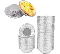 Wyjuan 50 Pcs Small Pie Tins, Round Tart Pie Foil Pans Disposable Aluminum Foil, Aluminum Pie Pans for Baking Pot Pies, Tarts, Shell, Quiche Pans