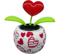 Wyjuan Red Solar Powered Dancing Figurines Toy - Solar Dance Flower, Heart Swing Dancing Flower in Pots, Shaking Head Ornament Car Dashboard Decoration Gift for Fun and Relaxation, Solar Powered Toys