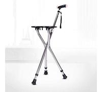 WYJW Folding Cane Seat Combo 400 lbs Capacity Portable Cane Stool Handy Folding Crutch Chair Seat 3 Legs Height Adjustable Heavy Duty Thick Aluminum Walking Stick Tall Unisex for Elderly