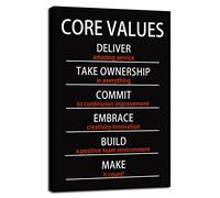 WYJZDZQ8 Inspirational Office Canvas Wall Art Motivational Positive Entrepreneur Quotes Core Values Poster Painting Artwork Living room Classroom Wall Decor Framed Ready to Hang[12" W X 18" H]