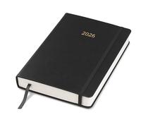 Wykeham's Executive 2026 Daily Journal Planner - UK Public Holidays & Format - Personalisation Available (Black, A5)