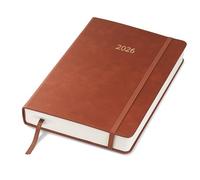 Wykeham's Executive 2026 Daily Journal Planner - UK Public Holidays & Format - Personalisation Available (Brown, A5)